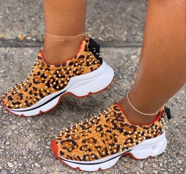 Unruly Spiked Shoes- Cheetah